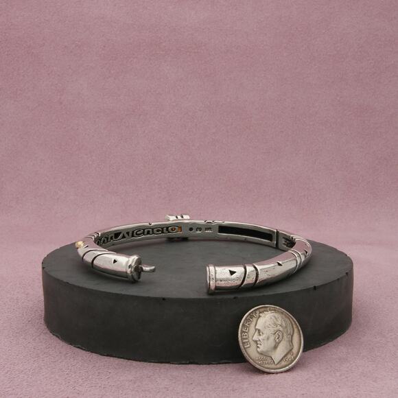 john atencio sterling silver & 18k gold orange citrine bangle bracelet size 7in - Picture 2 of 3